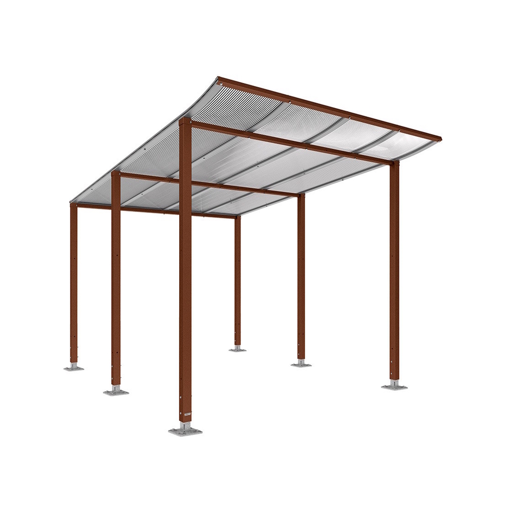 Abri vélos Modulo bardages en verre Aspect Corten - Sans bardage - Sur platines - Prof 3400mm - PROCITY - 599193.S025