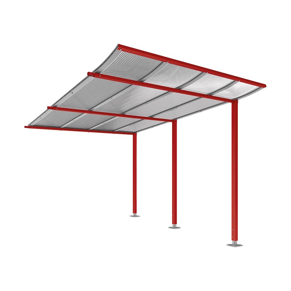 Abri vélos Modulo bardages en verre RAL3004 - compl sans bardage - Sur platines - Prof 3400mm - PROCITY - 599194.3004