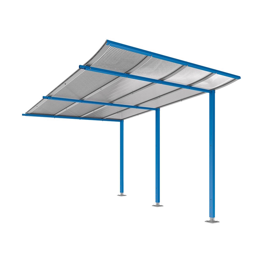 Abri vélos Modulo bardages en verre RAL5010 - compl sans bardage - Sur platines - Prof 3400mm - PROCITY - 599194.5010