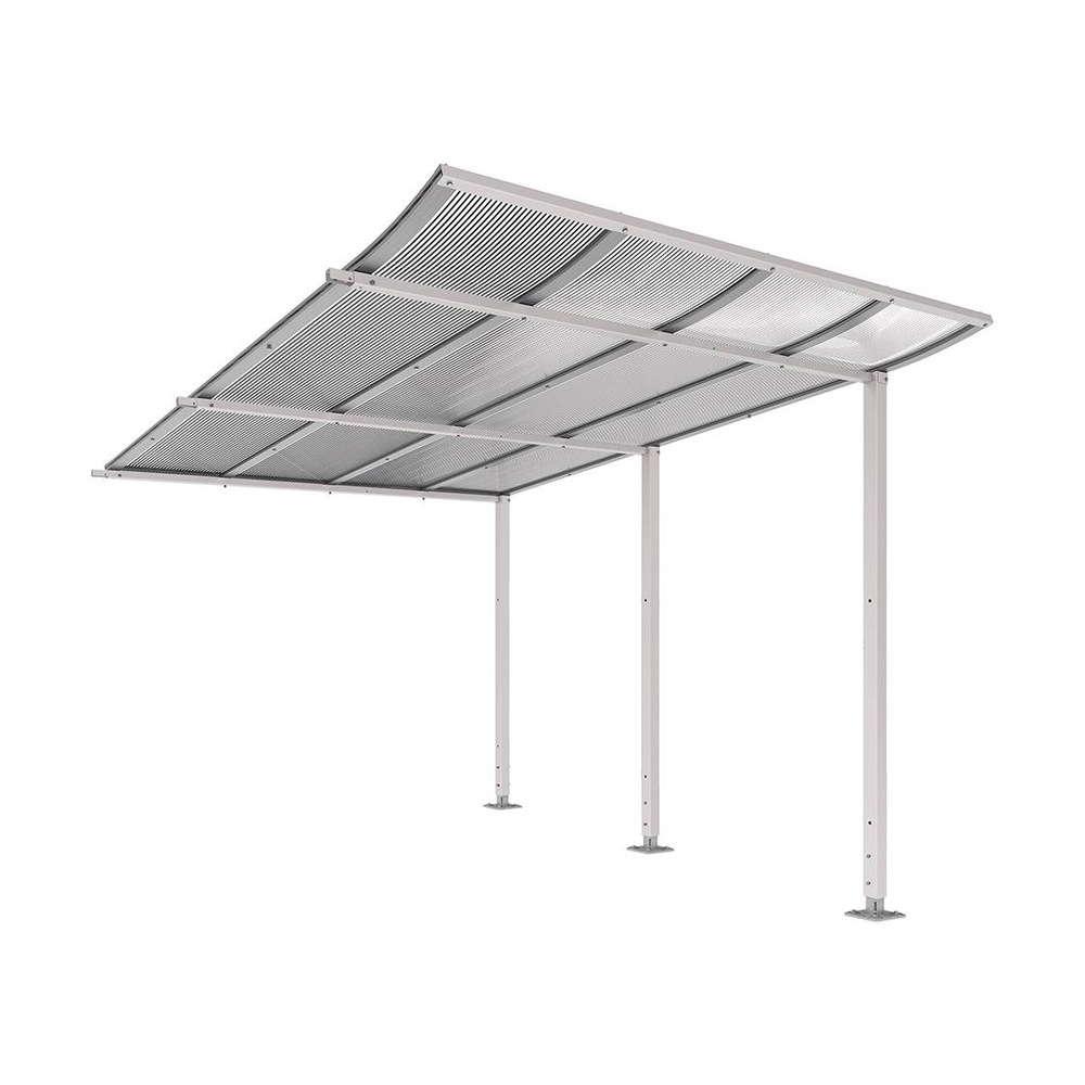 Abri vélos Modulo bardages en verre RAL7044 - compl sans bardage - Sur platines - Prof 3400mm - PROCITY - 599194.7044