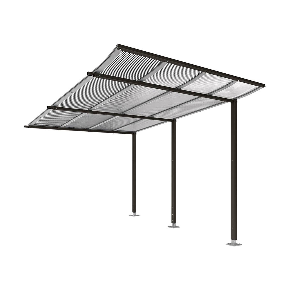 Abri vélos Modulo bardages en verre RAL9005 - compl sans bardage - Sur platines - Prof 3400mm - PROCITY - 599194.9005