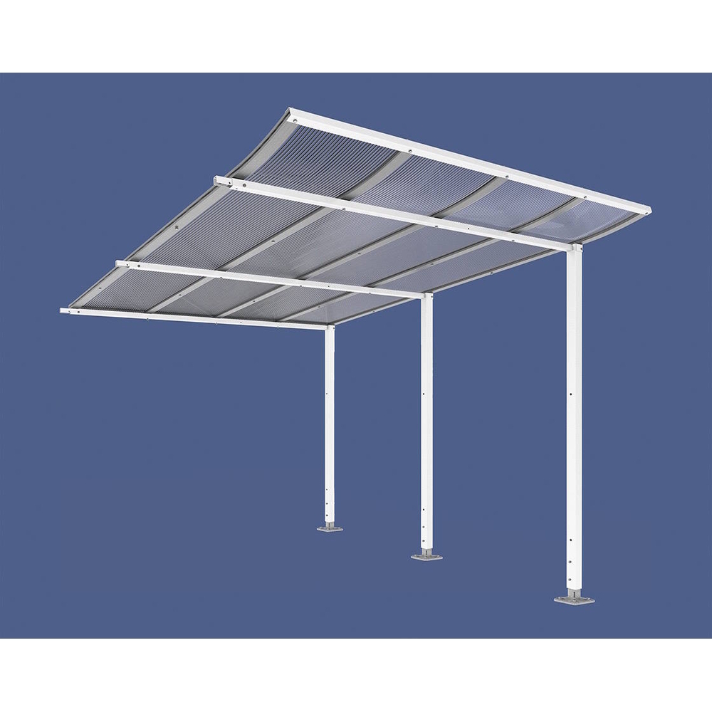 Abri vélos Modulo bardages en verre RAL9010 - compl sans bardage - Sur platines - Prof 3400mm - PROCITY - 599194.9010