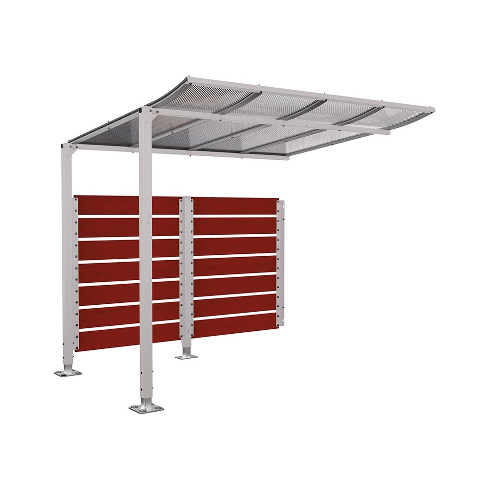 Abri vélos Modulo bardages en stratifié compact RAL7044 - Stratifié acajou - compl + bardage de fond - Sur platines - Prof 2000mm - PROCITY - 599215.7044.ACAJ