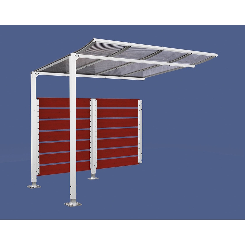Abri vélos Modulo bardages en stratifié compact RAL9010 - Stratifié acajou - compl + bardage de fond - Sur platines - Prof 2000mm - PROCITY - 599215.9010.ACAJ