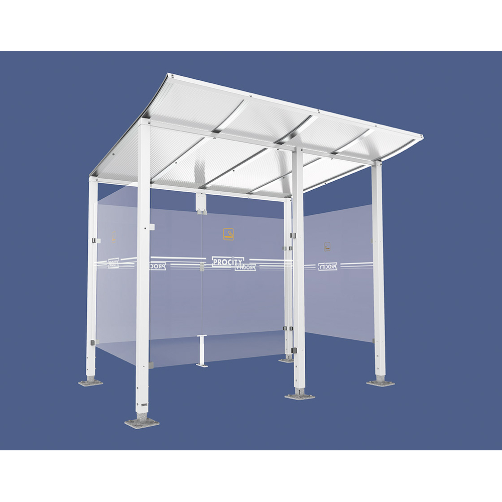 Abri fumeurs Modulo RAL9010 - bardage de retour avant - Sur platines - Long 2500mm Prof 2000mm - PROCITY - 599570.9010