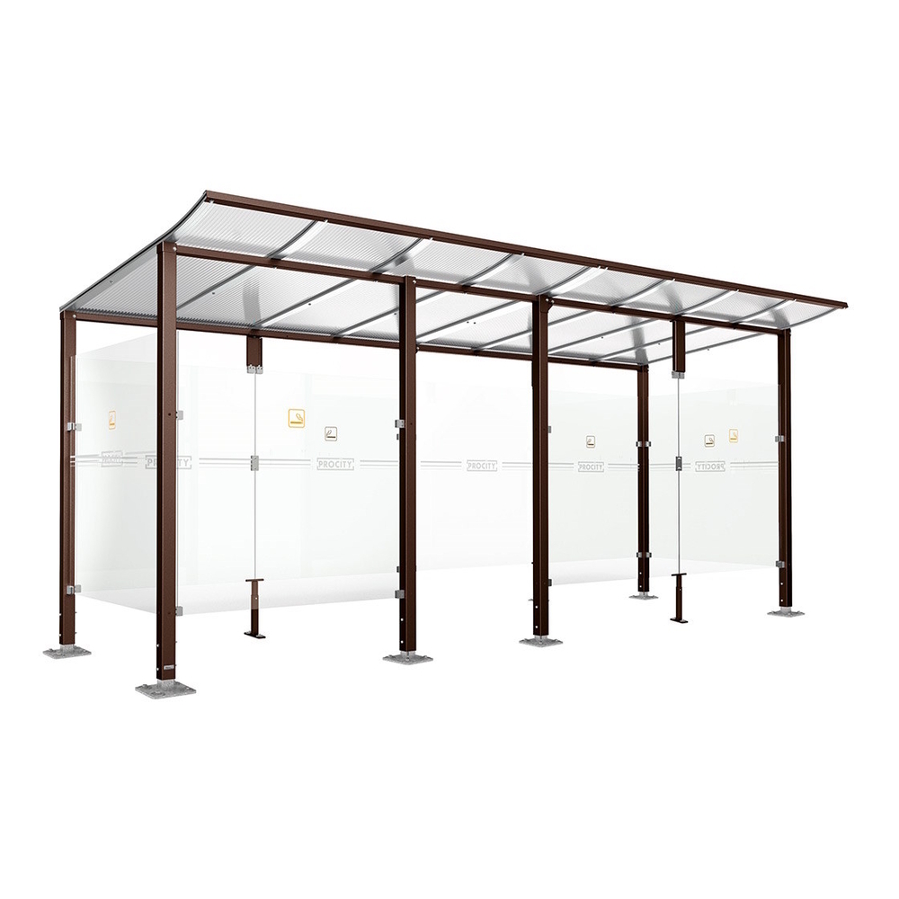 Abri fumeurs Modulo RAL8017 - bardage de retour avant - Sur platines - Long 5000mm Prof 2000mm - PROCITY - 599571.8017