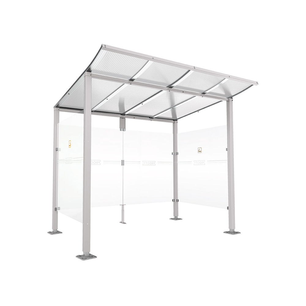 Abri fumeurs Modulo RAL7044 - Sans bardage de retour avant - Sur platines - Long 2500mm Prof 2000mm - PROCITY - 599572.7044