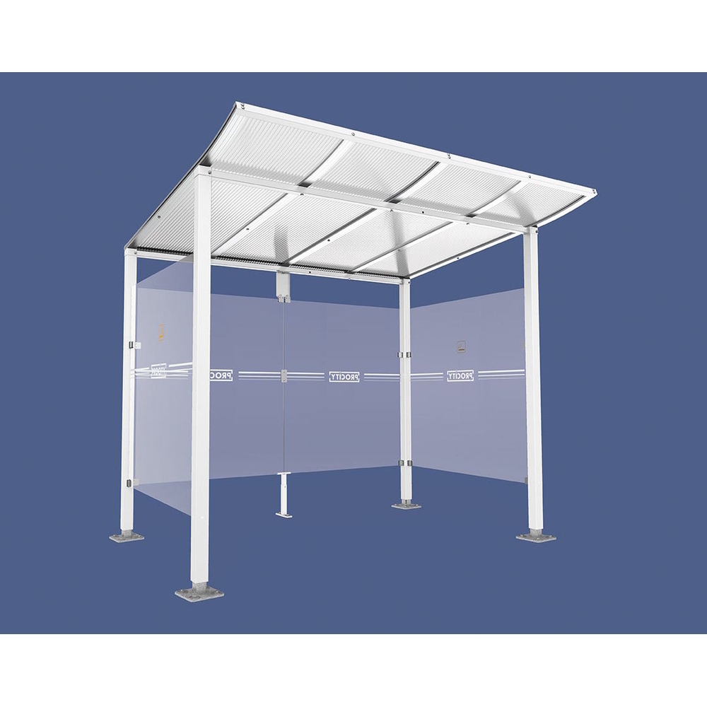 Abri fumeurs Modulo RAL9010 - Sans bardage de retour avant - Sur platines - Long 2500mm Prof 2000mm - PROCITY - 599572.9010