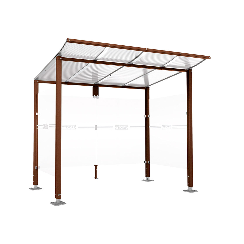 Station bus Modulo Aspect Corten - 2500 mm - Deux bardages latéraux - Sur platines - PROCITY - 599670.S025