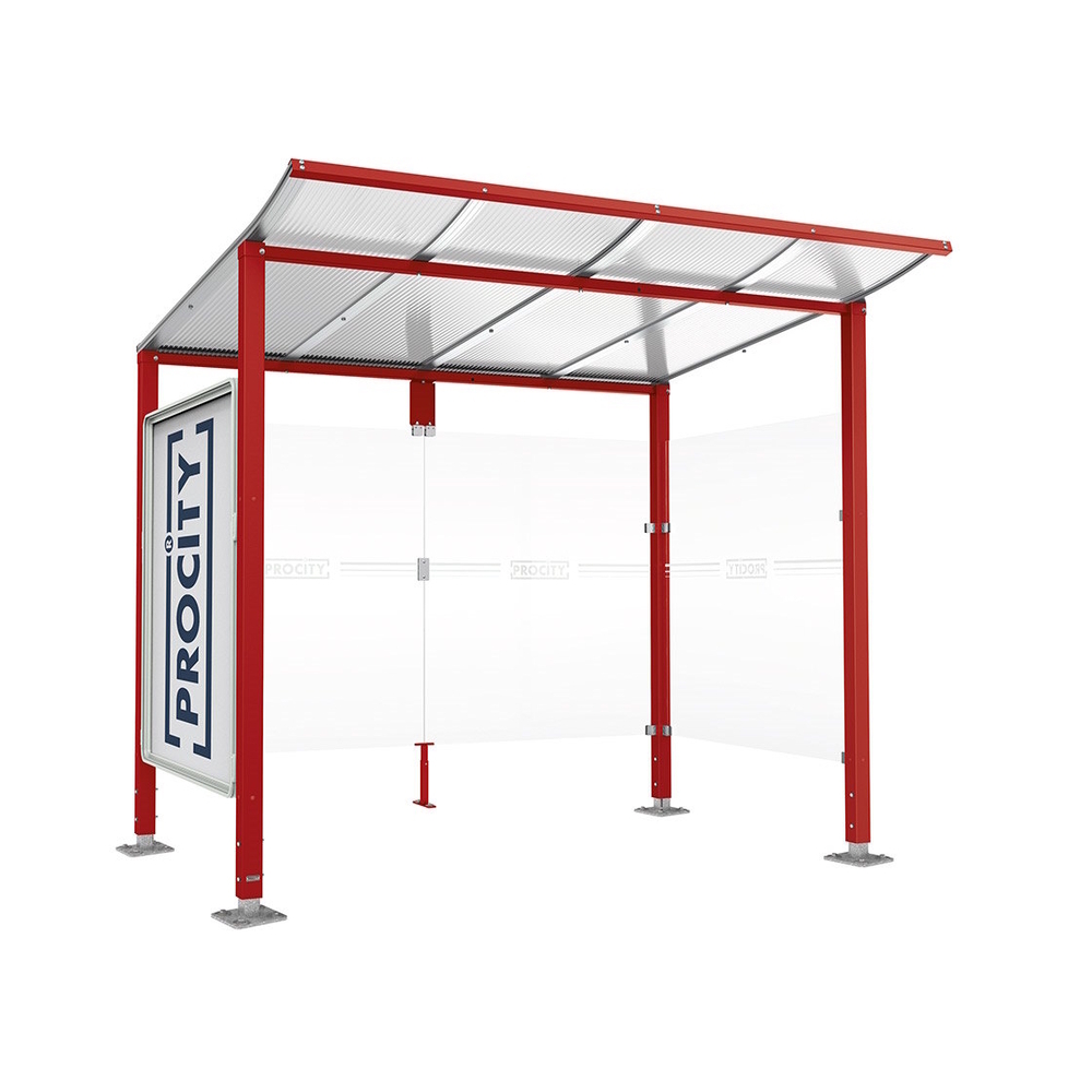 Station bus Modulo RAL3004 - 2500 mm - Vitrine et un bardage latéral - Sur platines - PROCITY - 599672.3004