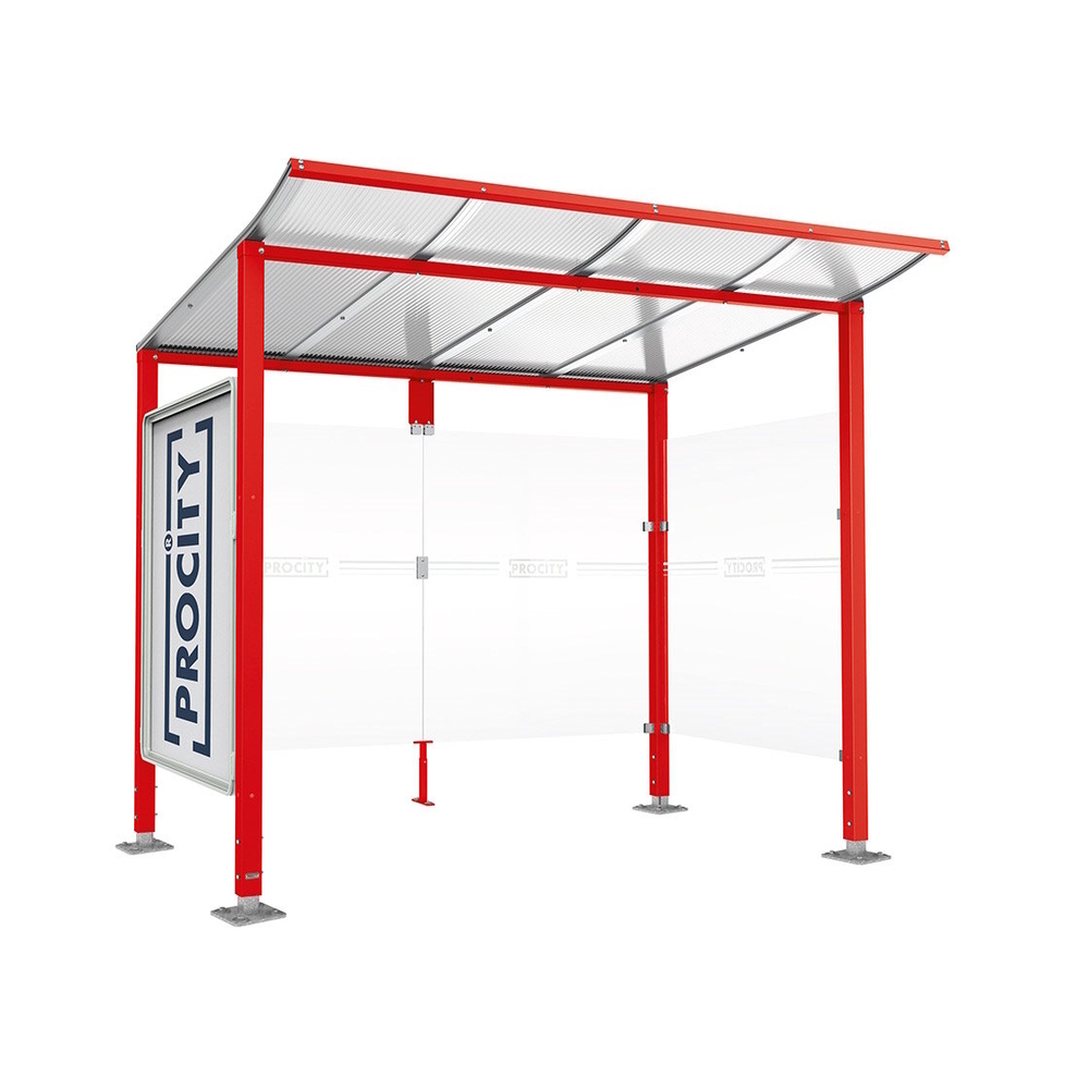 Station bus Modulo RAL3020 - 2500 mm - Vitrine et un bardage latéral - Sur platines - PROCITY - 599672.3020