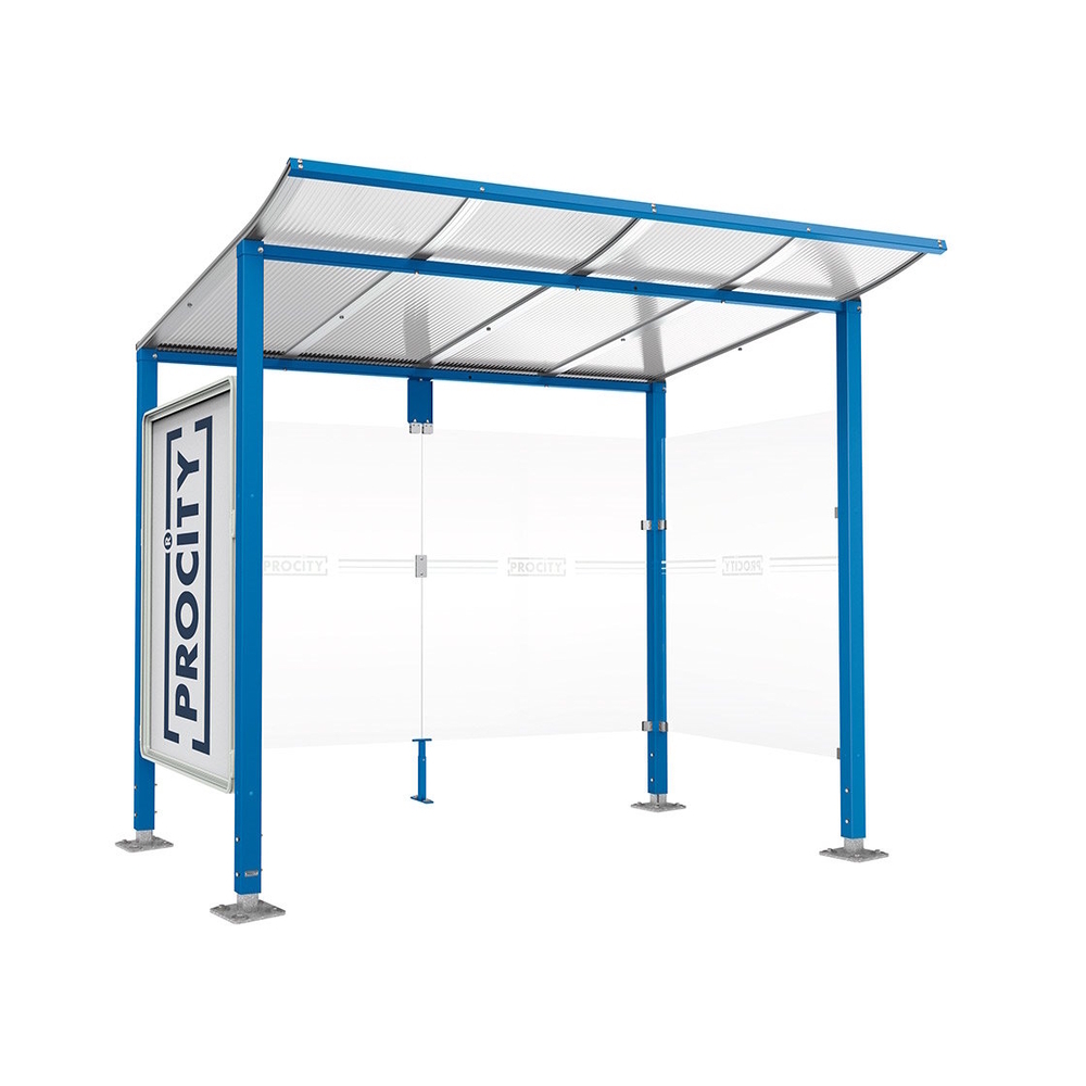 Station bus Modulo RAL5010 - 2500 mm - Vitrine et un bardage latéral - Sur platines - PROCITY - 599672.5010
