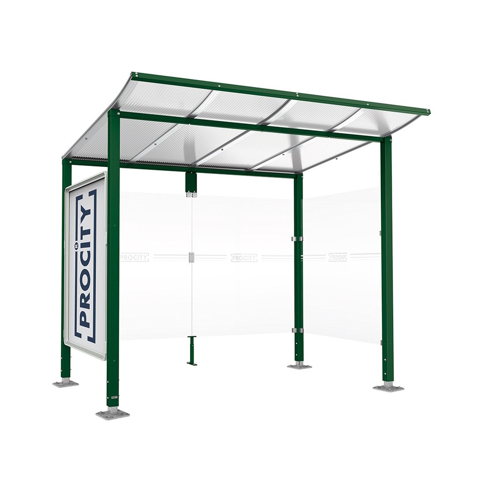 Station bus Modulo RAL6005 - 2500 mm - Vitrine et un bardage latéral - Sur platines - PROCITY - 599672.6005