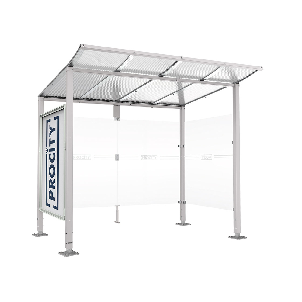 Station bus Modulo RAL7044 - 2500 mm - Vitrine et un bardage latéral - Sur platines - PROCITY - 599672.7044
