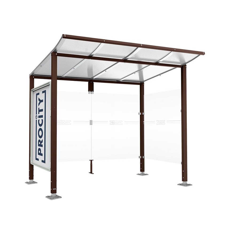 Station bus Modulo RAL8017 - 2500 mm - Vitrine et un bardage latéral - Sur platines - PROCITY - 599672.8017