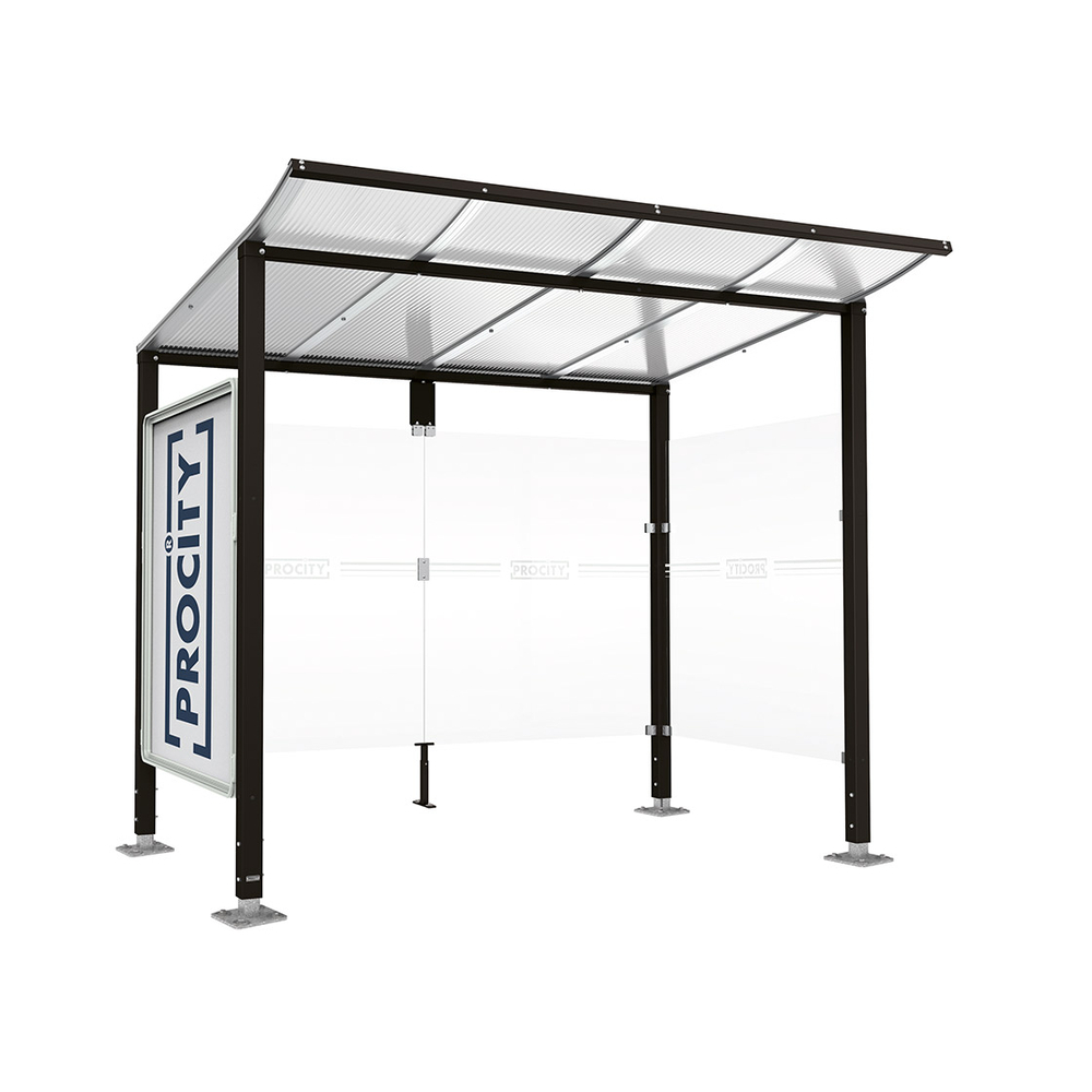 Station bus Modulo RAL9005 - 2500 mm - Vitrine et un bardage latéral - Sur platines - PROCITY - 599672.9005