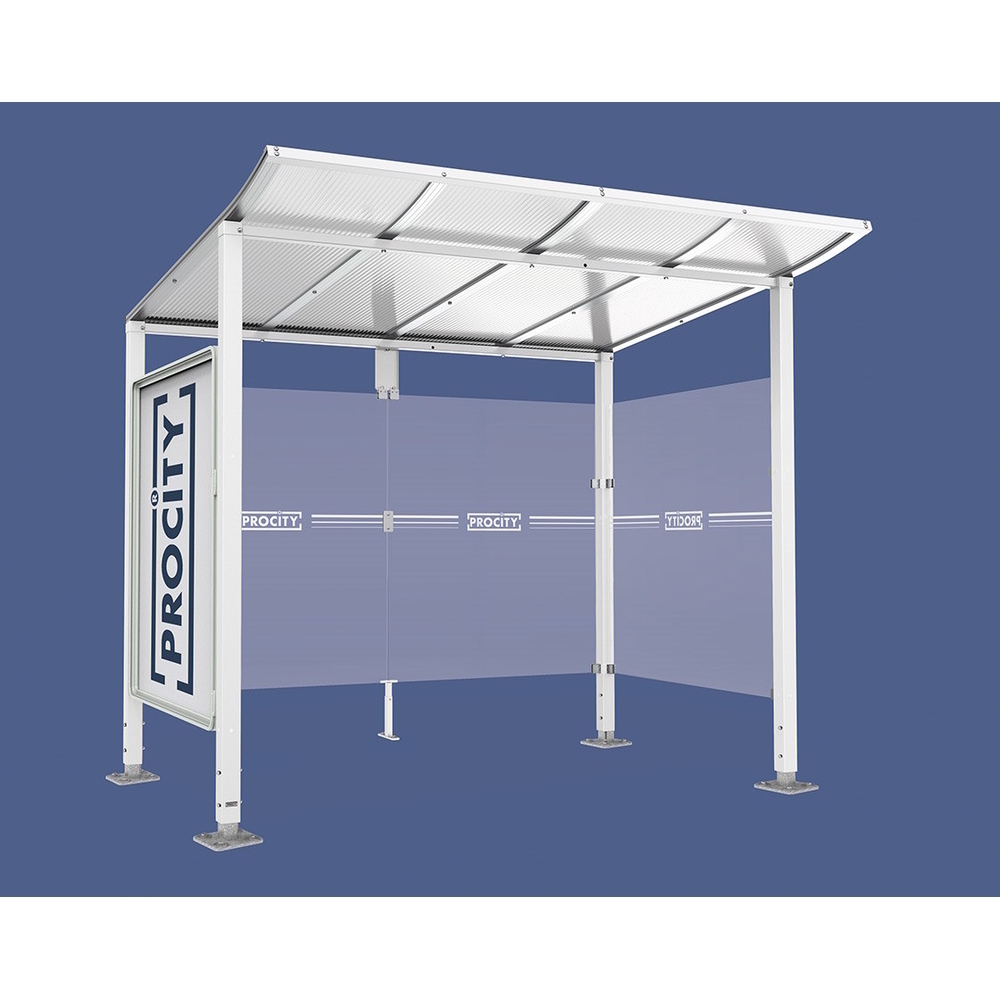 Station bus Modulo RAL9010 - 2500 mm - Vitrine et un bardage latéral - Sur platines - PROCITY - 599672.9010