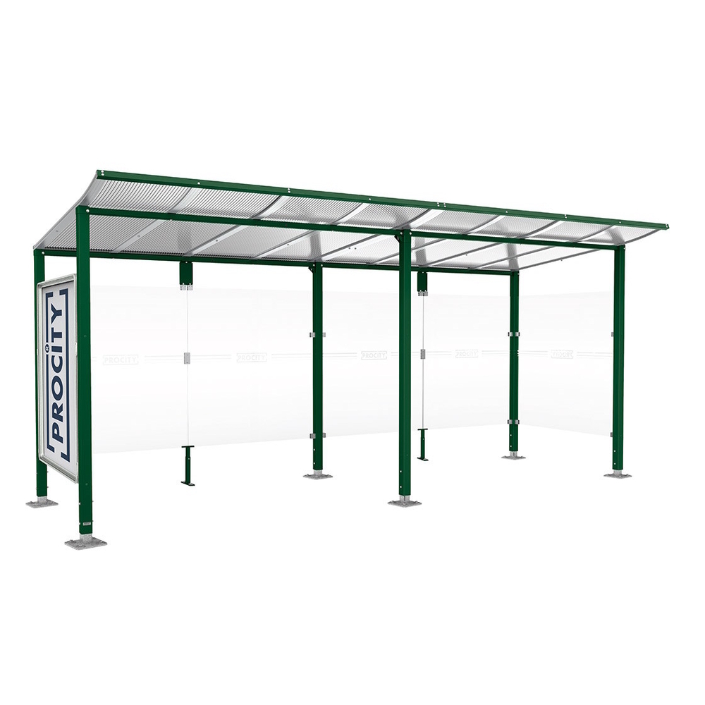 Station bus Modulo RAL6005 - 5000 mm - Vitrine et un bardage latéral - Sur platines - PROCITY - 599673.6005