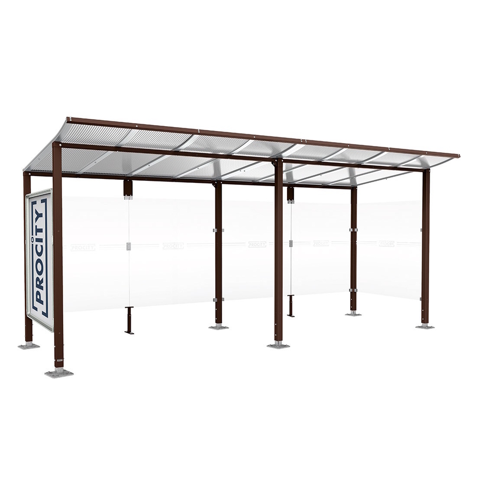 Station bus Modulo RAL8017 - 5000 mm - Vitrine et un bardage latéral - Sur platines - PROCITY - 599673.8017