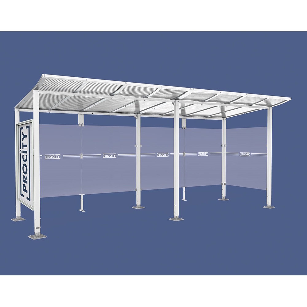 Station bus Modulo RAL9010 - 5000 mm - Vitrine et un bardage latéral - Sur platines - PROCITY - 599673.9010