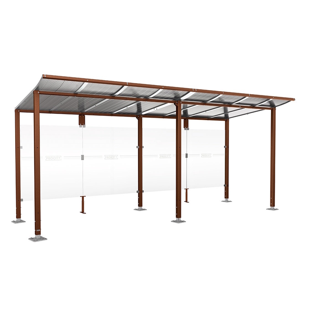 Station bus Modulo Aspect Corten - 5000 mm - Sans bardage latéral - Sur platines - PROCITY - 599675.S025