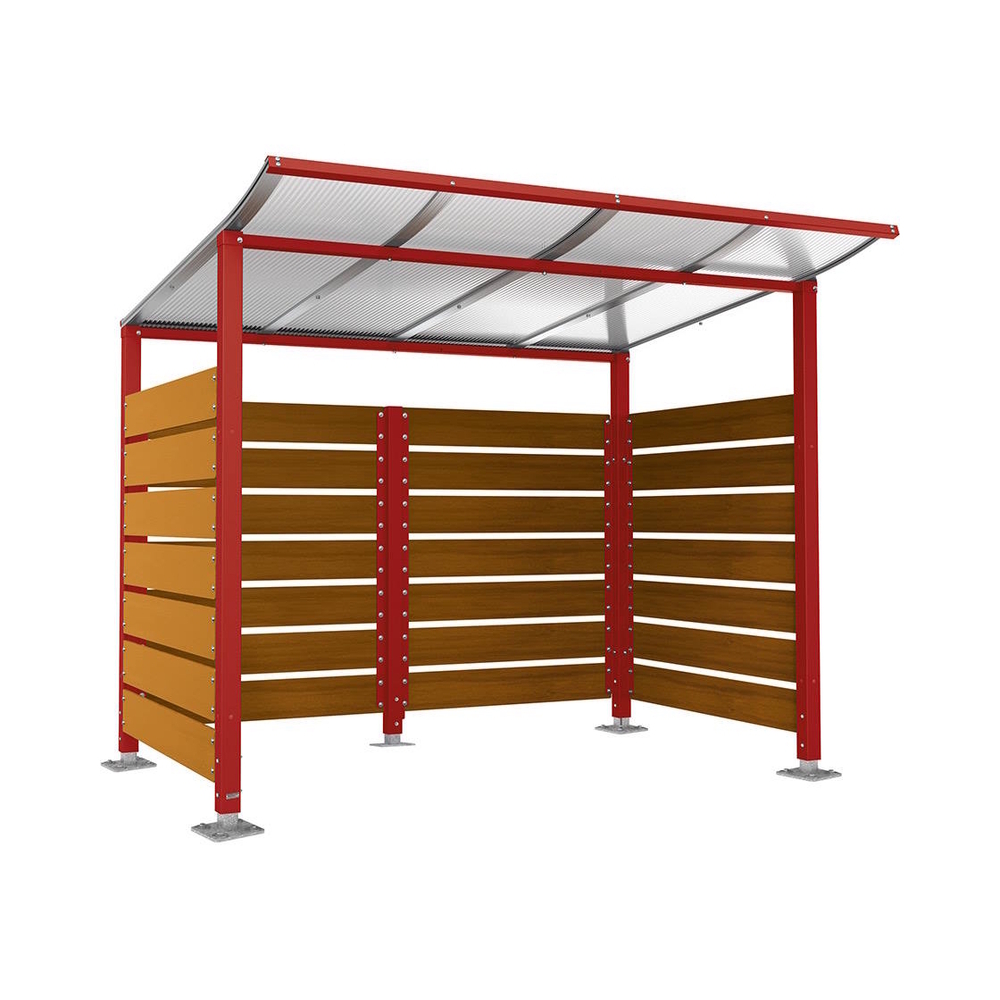 Abri conteneurs Modulo RAL3004 - Stratifié chêne clair - Sur platines - Larg 2500mm Prof 2000mm - PROCITY - 599780.3004.CHEC