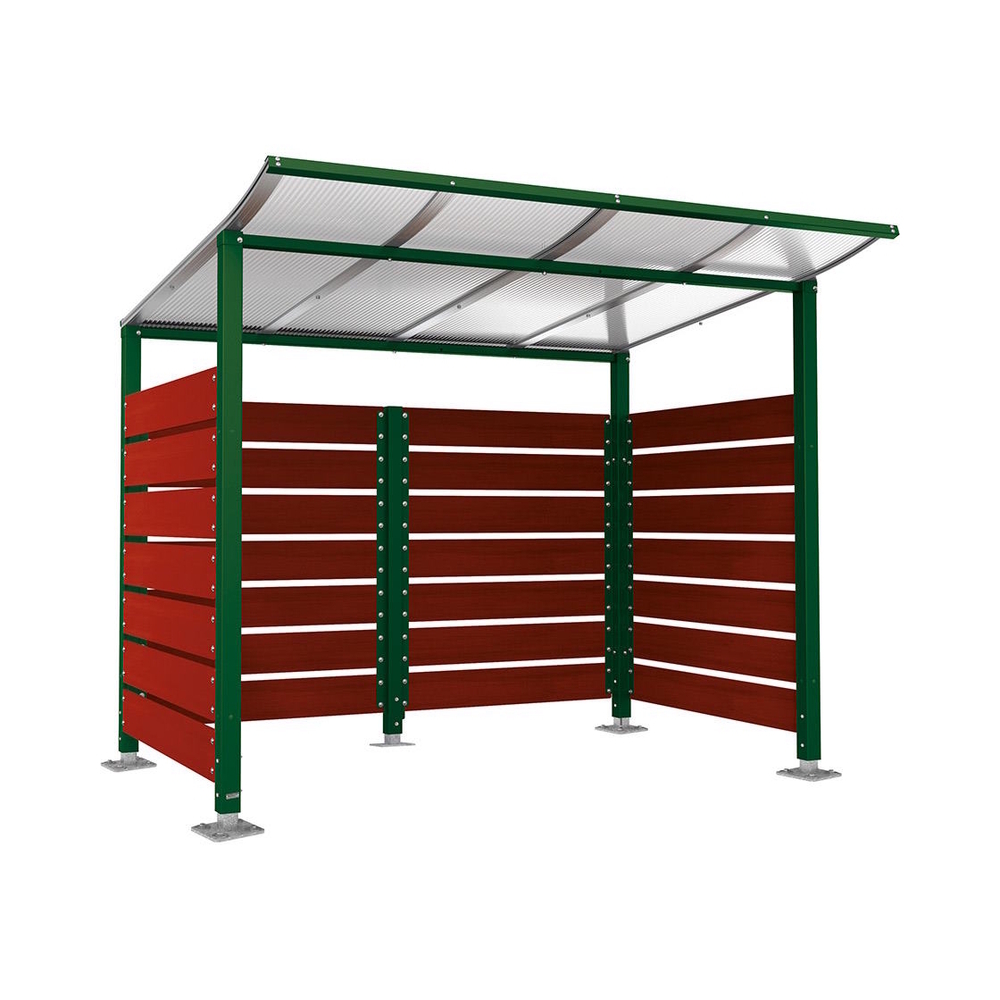 Abri conteneurs Modulo RAL6005 - Stratifié acajou - Sur platines - Larg 2500mm Prof 2000mm - PROCITY - 599780.6005.ACAJ