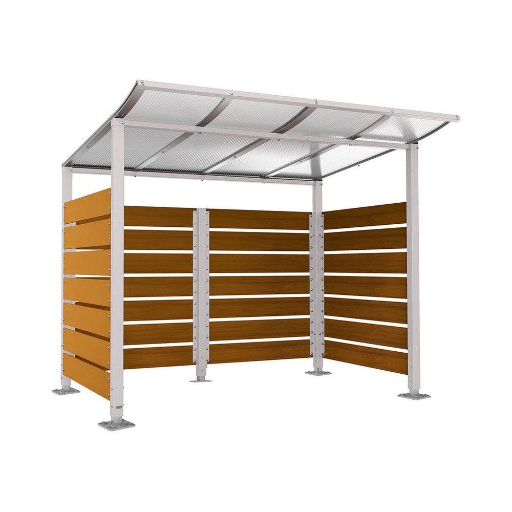 Abri conteneurs Modulo RAL7044 - Stratifié chêne clair - Sur platines - Larg 2500mm Prof 2000mm - PROCITY - 599780.7044.CHEC