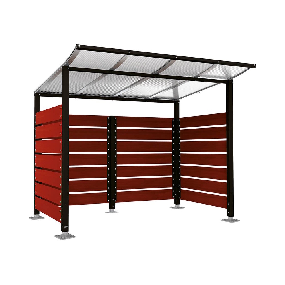Abri conteneurs Modulo RAL9005 - Stratifié acajou - Sur platines - Larg 2500mm Prof 2000mm - PROCITY - 599780.9005.ACAJ