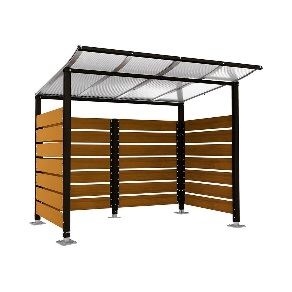 Abri conteneurs Modulo RAL9005 - Stratifié chêne clair - Sur platines - Larg 2500mm Prof 2000mm - PROCITY - 599780.9005.CHEC