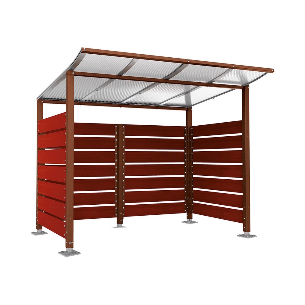 Abri conteneurs Modulo Aspect Corten - Stratifié acajou - Sur platines - Larg 2500mm Prof 2000mm - PROCITY - 599780.S025.ACAJ