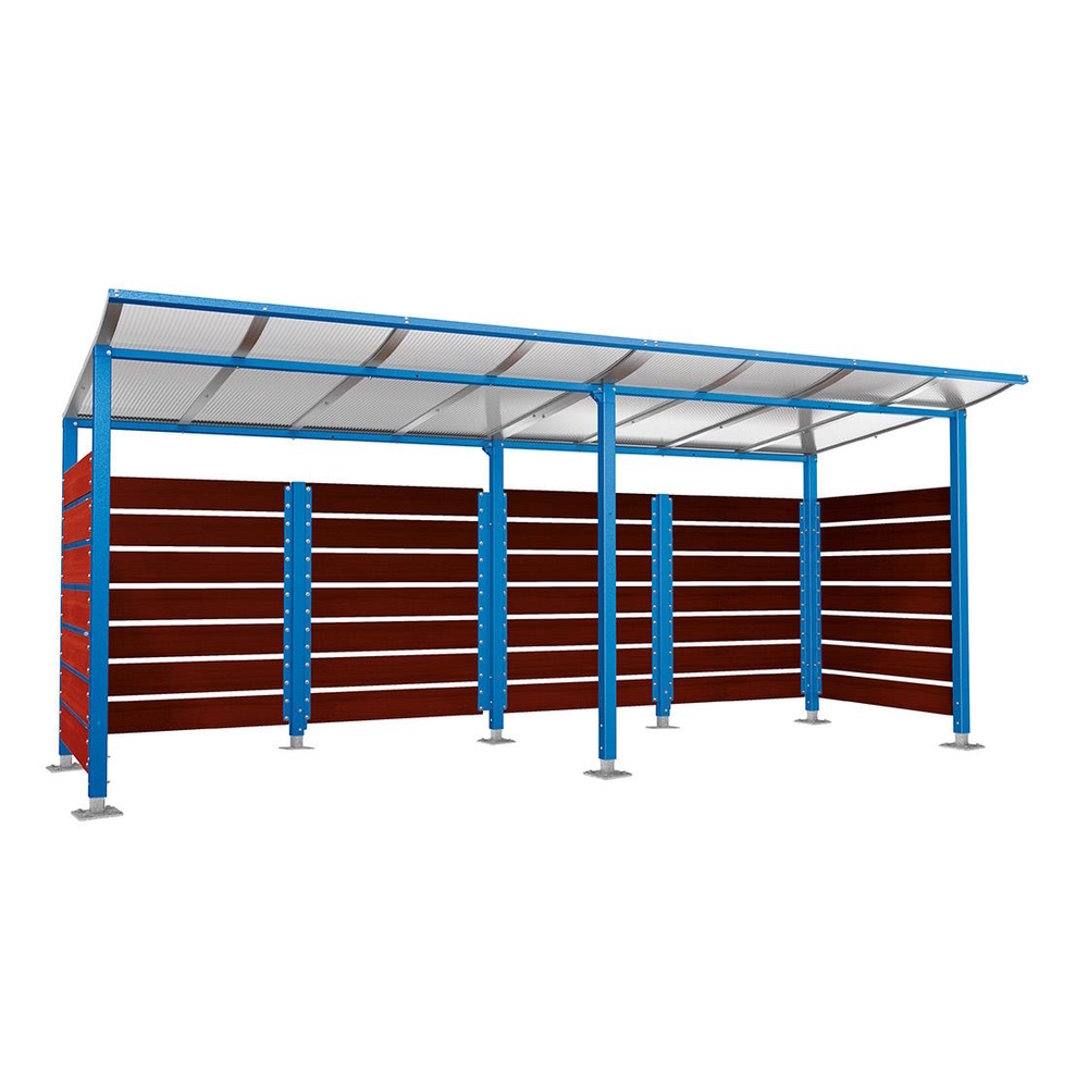 Abri conteneurs Modulo RAL5010 - Stratifié acajou - Sur platines - Larg 5000mm Prof 2000mm - PROCITY - 599781.5010.ACAJ