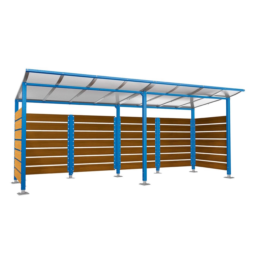 Abri conteneurs Modulo RAL5010 - Stratifié chêne clair - Sur platines - Larg 5000mm Prof 2000mm - PROCITY - 599781.5010.CHEC