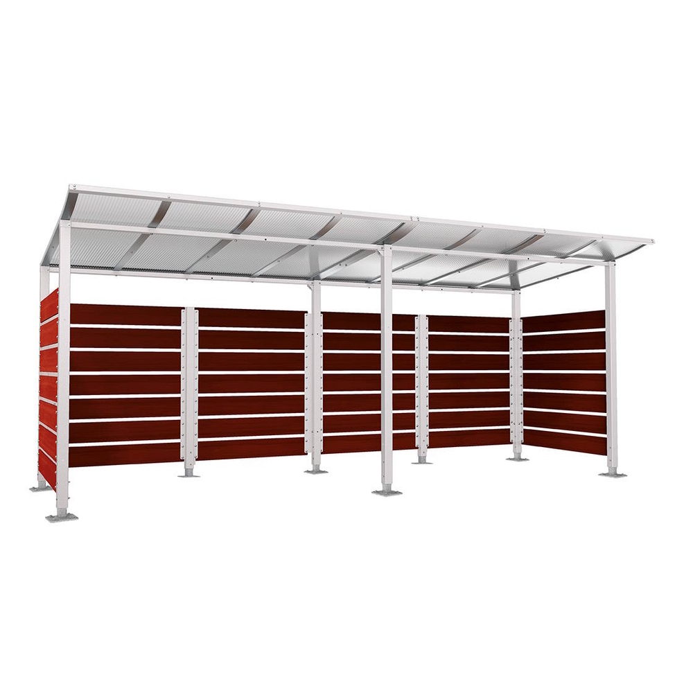 Abri conteneurs Modulo RAL7044 - Stratifié acajou - Sur platines - Larg 5000mm Prof 2000mm - PROCITY - 599781.7044.ACAJ