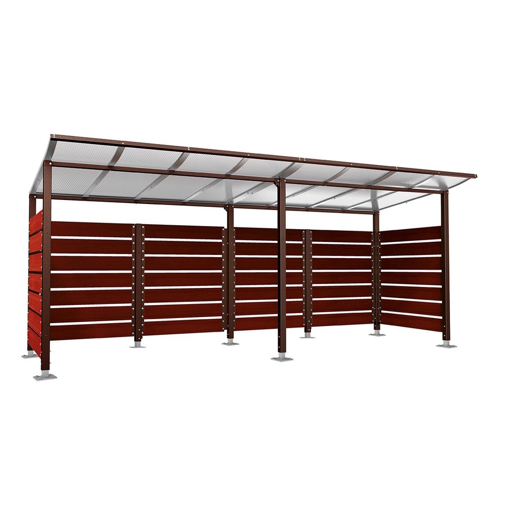 Abri conteneurs Modulo RAL8017 - Stratifié acajou - Sur platines - Larg 5000mm Prof 2000mm - PROCITY - 599781.8017.ACAJ