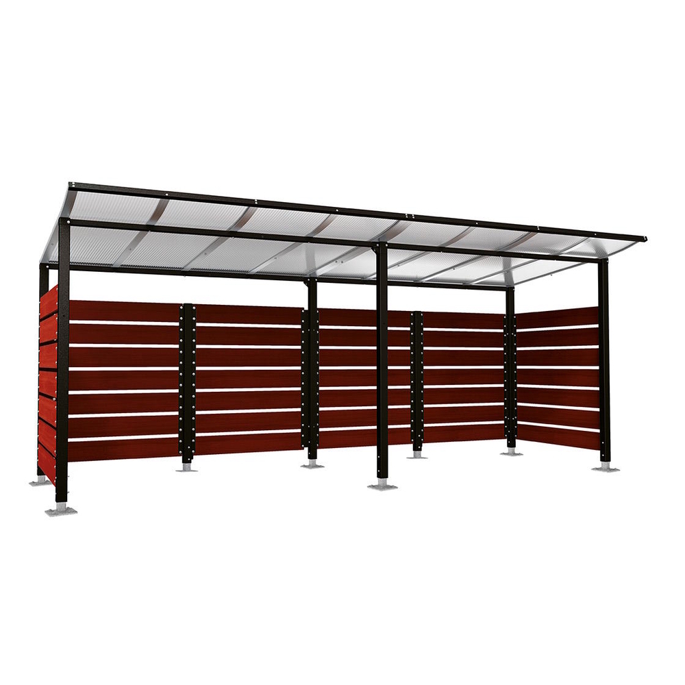 Abri conteneurs Modulo RAL9005 - Stratifié acajou - Sur platines - Larg 5000mm Prof 2000mm - PROCITY - 599781.9005.ACAJ