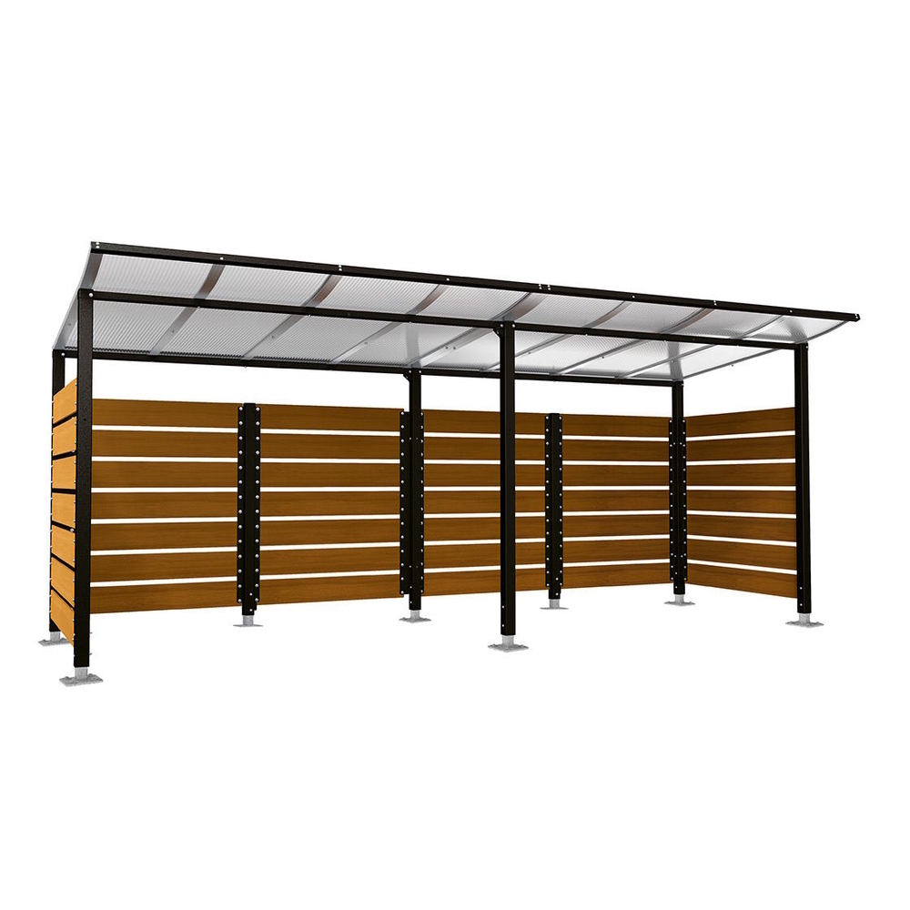 Abri conteneurs Modulo RAL9005 - Stratifié chêne clair - Sur platines - Larg 5000mm Prof 2000mm - PROCITY - 599781.9005.CHEC