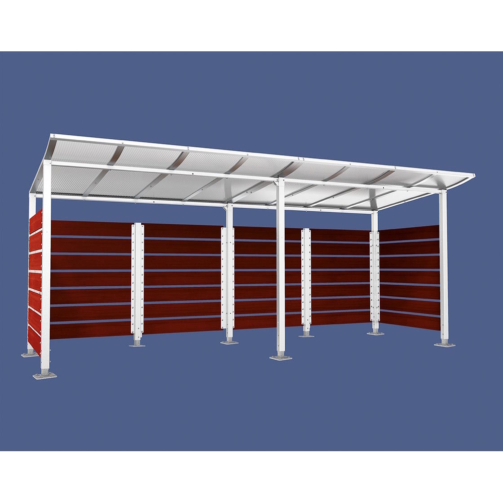 Abri conteneurs Modulo RAL9010 - Stratifié acajou - Sur platines - Larg 5000mm Prof 2000mm - PROCITY - 599781.9010.ACAJ