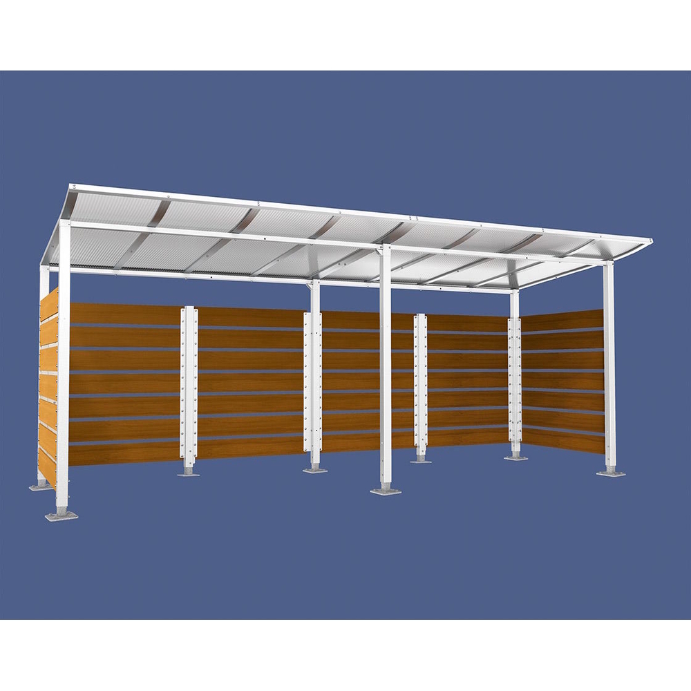 Abri conteneurs Modulo RAL9010 - Stratifié chêne clair - Sur platines - Larg 5000mm Prof 2000mm - PROCITY - 599781.9010.CHEC
