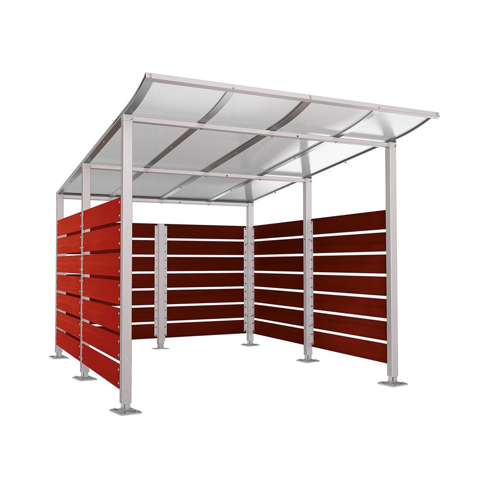 Abri conteneurs Modulo RAL7044 - Stratifié acajou - Sur platines - Larg 2500mm Prof 3400mm - PROCITY - 599782.7044.ACAJ