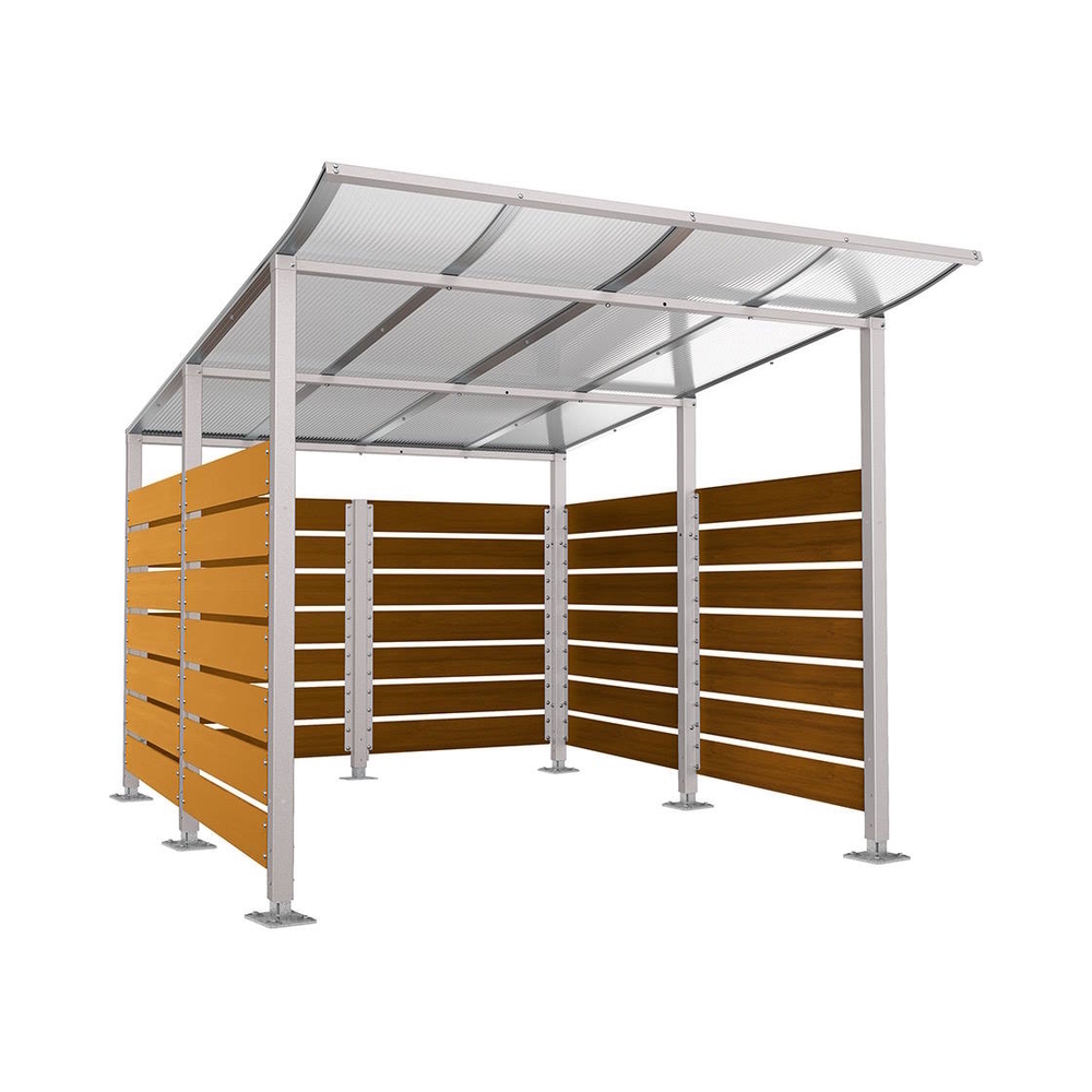 Abri conteneurs Modulo RAL7044 - Stratifié chêne clair - Sur platines - Larg 2500mm Prof 3400mm - PROCITY - 599782.7044.CHEC