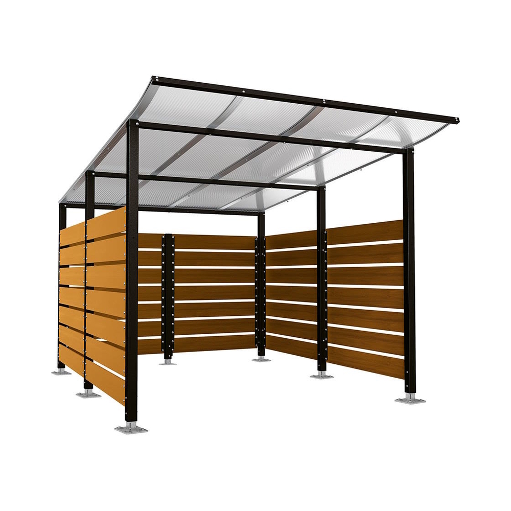 Abri conteneurs Modulo RAL9005 - Stratifié chêne clair - Sur platines - Larg 2500mm Prof 3400mm - PROCITY - 599782.9005.CHEC