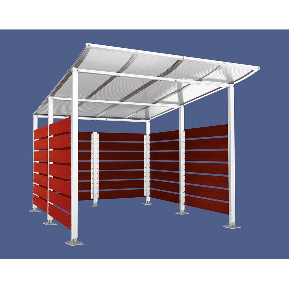 Abri conteneurs Modulo RAL9010 - Stratifié acajou - Sur platines - Larg 2500mm Prof 3400mm - PROCITY - 599782.9010.ACAJ