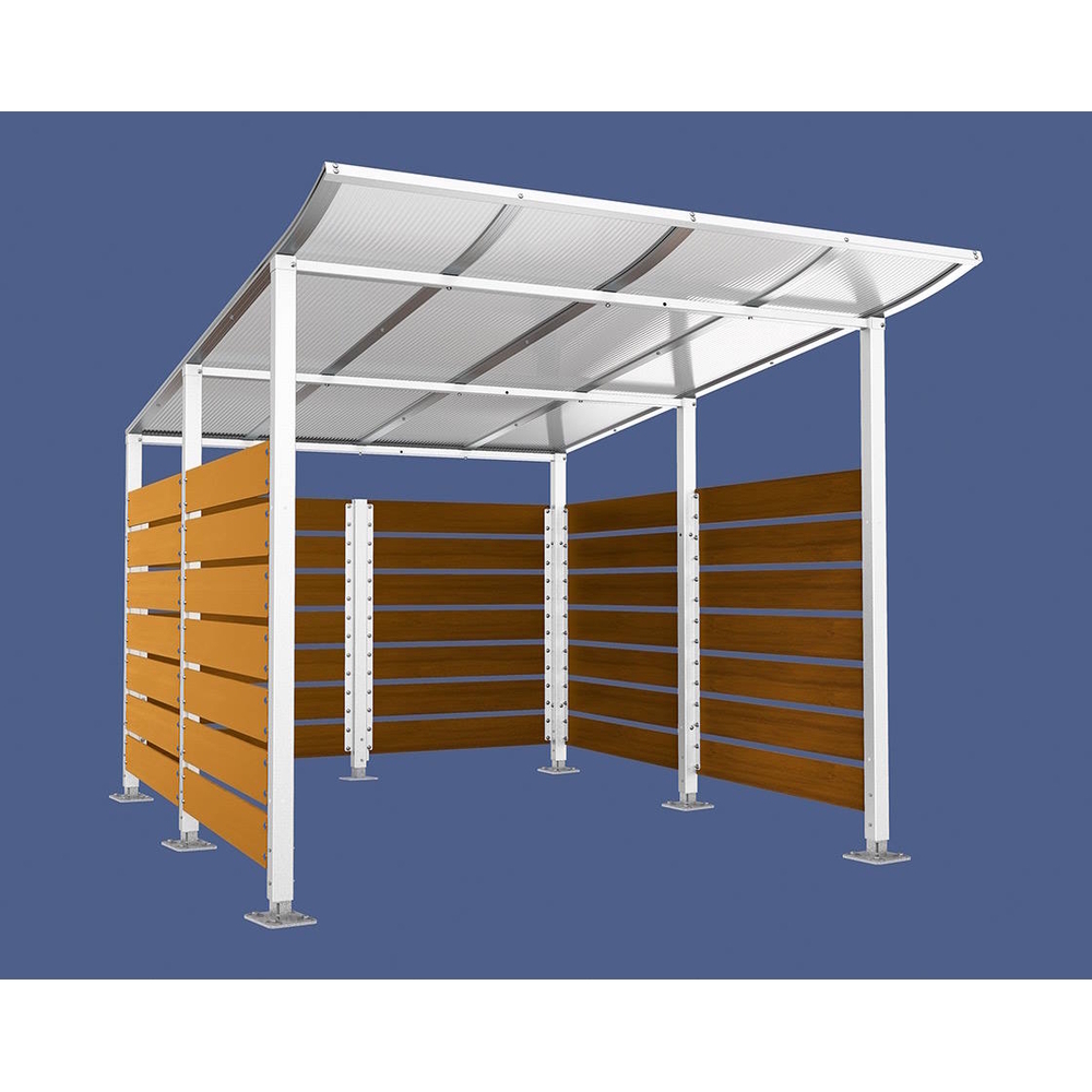 Abri conteneurs Modulo RAL9010 - Stratifié chêne clair - Sur platines - Larg 2500mm Prof 3400mm - PROCITY - 599782.9010.CHEC