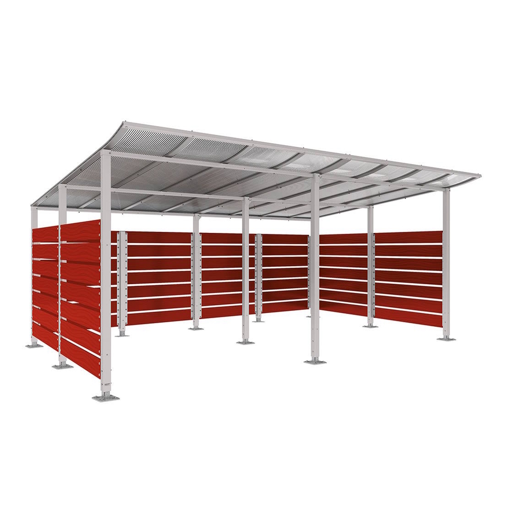 Abri conteneurs Modulo RAL7044 - Stratifié acajou - Sur platines - Larg 5000mm Prof 3400mm - PROCITY - 599783.7044.ACAJ