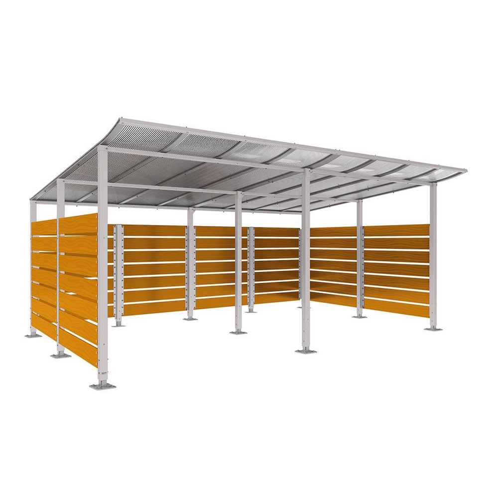 Abri conteneurs Modulo RAL7044 - Stratifié chêne clair - Sur platines - Larg 5000mm Prof 3400mm - PROCITY - 599783.7044.CHEC