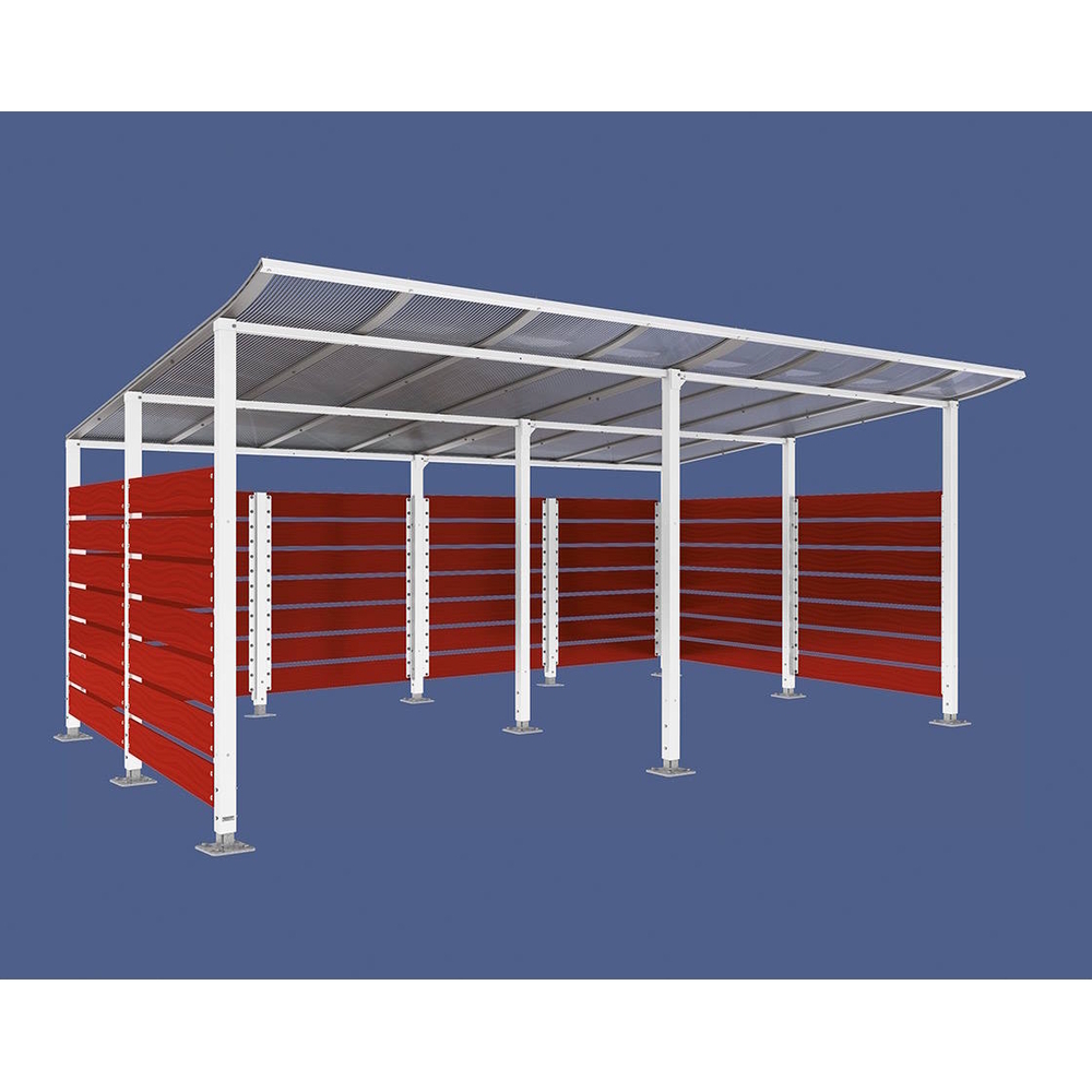 Abri conteneurs Modulo RAL9010 - Stratifié acajou - Sur platines - Larg 5000mm Prof 3400mm - PROCITY - 599783.9010.ACAJ