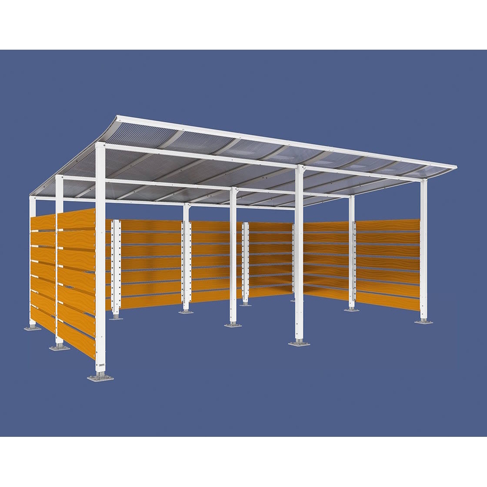 Abri conteneurs Modulo RAL9010 - Stratifié chêne clair - Sur platines - Larg 5000mm Prof 3400mm - PROCITY - 599783.9010.CHEC