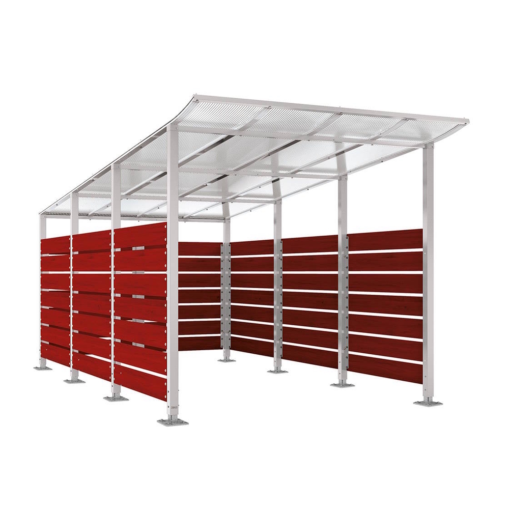 Abri conteneurs Modulo RAL7044 - Stratifié acajou - Sur platines - Larg 2500mm Prof 4800mm - PROCITY - 599784.7044.ACAJ