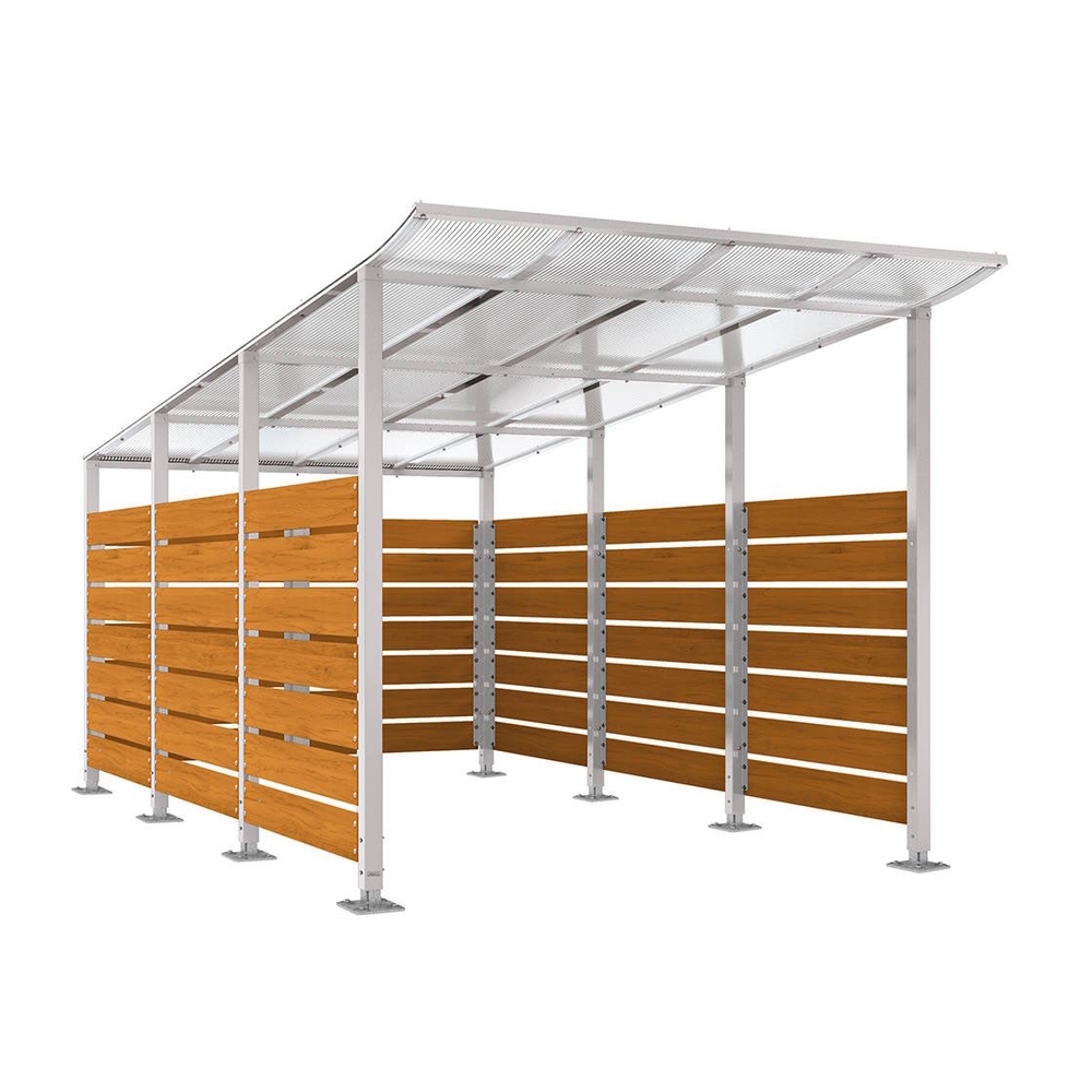 Abri conteneurs Modulo RAL7044 - Stratifié chêne clair - Sur platines - Larg 2500mm Prof 4800mm - PROCITY - 599784.7044.CHEC